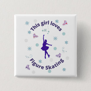 Den här tjejen Kärlek Figur Skating Knapp