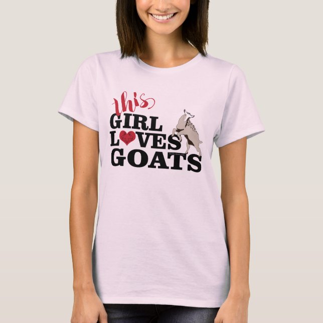 Den här tjejen Kärlek Goats Dairy Goat NO Horns Tee (Framsida)