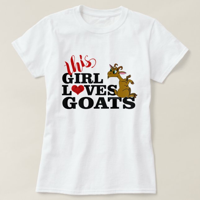 Den här tjejen Kärlek Goats Sitta Tecknad Goat Tröja (Design framsida)