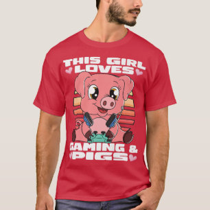 Den här tjejen Kärlek Grisar och Gris Gamer Premiu T Shirt