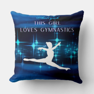 Den här tjejen Kärlek Gymnastics Black, Blue, Whit Kudde