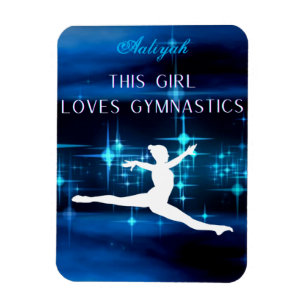 Den här tjejen Kärlek Gymnastics Black, Blue, Whit Magnet