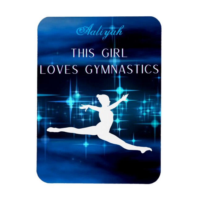 Den här tjejen Kärlek Gymnastics Black, Blue, Whit Magnet (Vertikal)