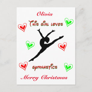 Den här tjejen Kärlek Gymnastics jul Vykort