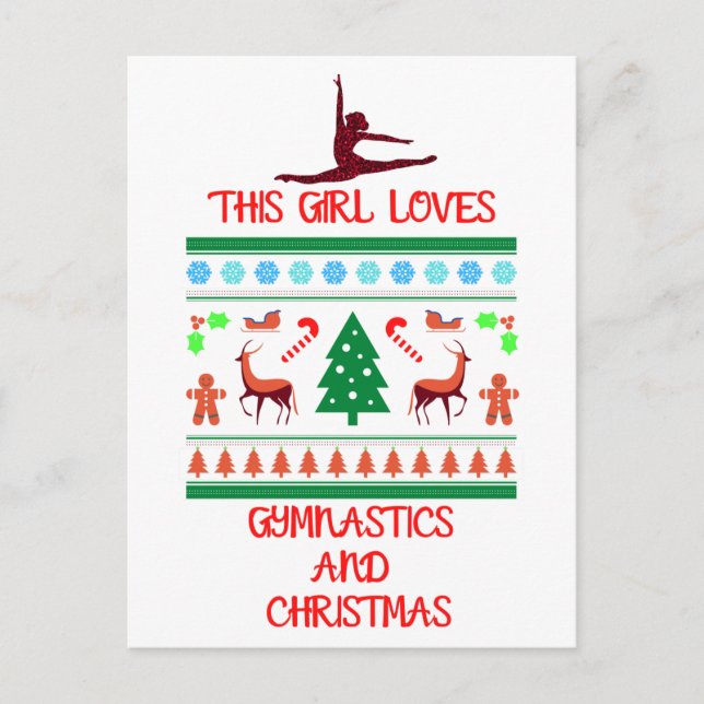 Den här tjejen Kärlek Gymnastics och jul Vykort (Framsida)