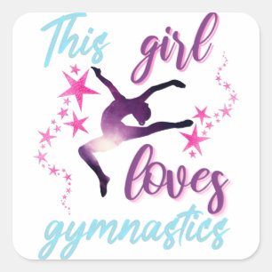 Den här tjejen Kärlek Gymnastics Stars Leap Fyrkantigt Klistermärke