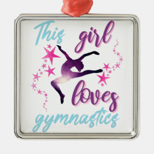 Den här tjejen Kärlek Gymnastics Stars Leap Julgransprydnad Metall