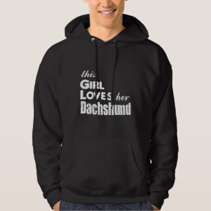 Den här tjejen Kärlek Hennes Dachshund Hoodie