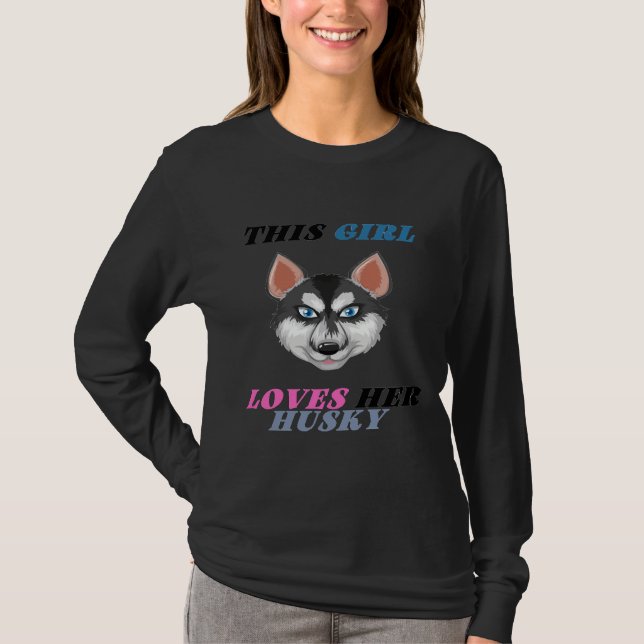 Den här tjejen Kärlek Hennes Husky T Shirt (Framsida)