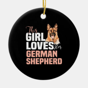 Den här tjejen Kärlek Hennes tyska shepherd Julgransprydnad Keramik
