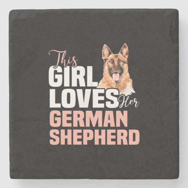 Den här tjejen Kärlek Hennes tyska shepherd Stenunderlägg (Framsidan)