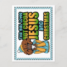 Den här tjejen kärlek hett cocoa Jesus och jul Helg Vykort