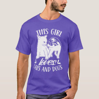 Den här tjejen-Kärlek-kattan och Hundar-Hund-klöve T Shirt