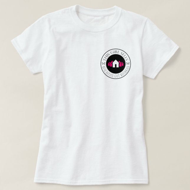Den här tjejen säljer reella hänskjutningar till H T Shirt (Design framsida)