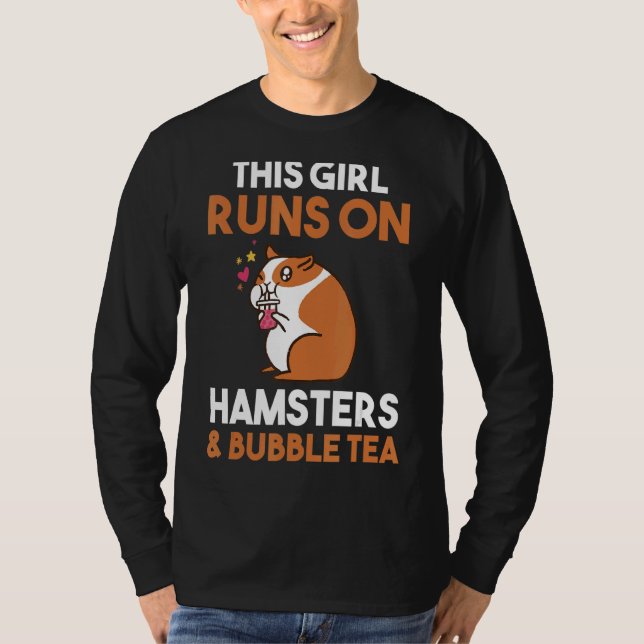 Den här tjejen Springa på Bubble Tea och Hamsters T Shirt (Framsida)