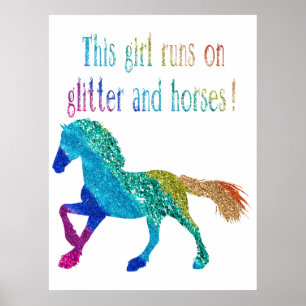 Den här tjejen Springa på Glitter och hästar Poster