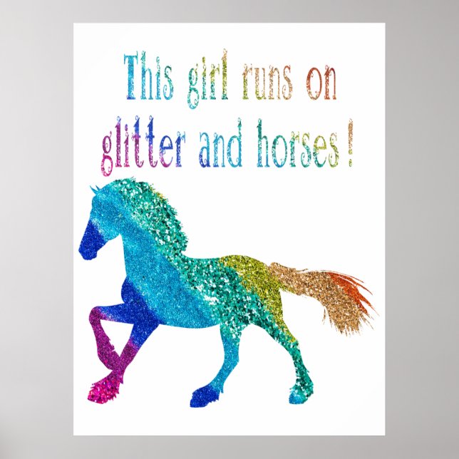 Den här tjejen Springa på Glitter och hästar Poster (Framsidan)