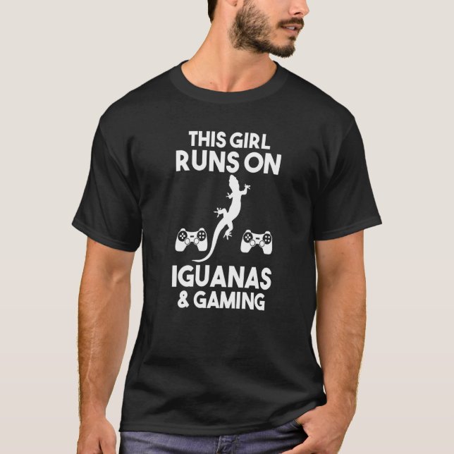 Den här tjejen Springa på Iguanas och spel T Shirt (Framsida)
