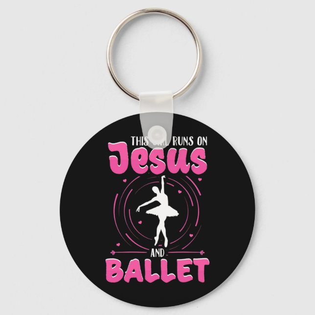Den här tjejen Springa på Jesus och Ballet Dancing Nyckelring (Framsida)