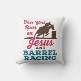 Den här tjejen Springa på Jesus och Barrel Tävla Kudde