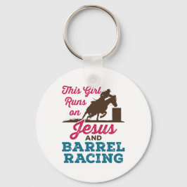 Den här tjejen Springa på Jesus och Barrel Tävla Nyckelring