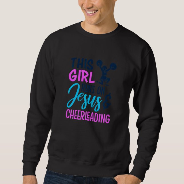Den här tjejen Springa på Jesus och CheerLeaderled Lång Ärmad Tröja (Framsida)