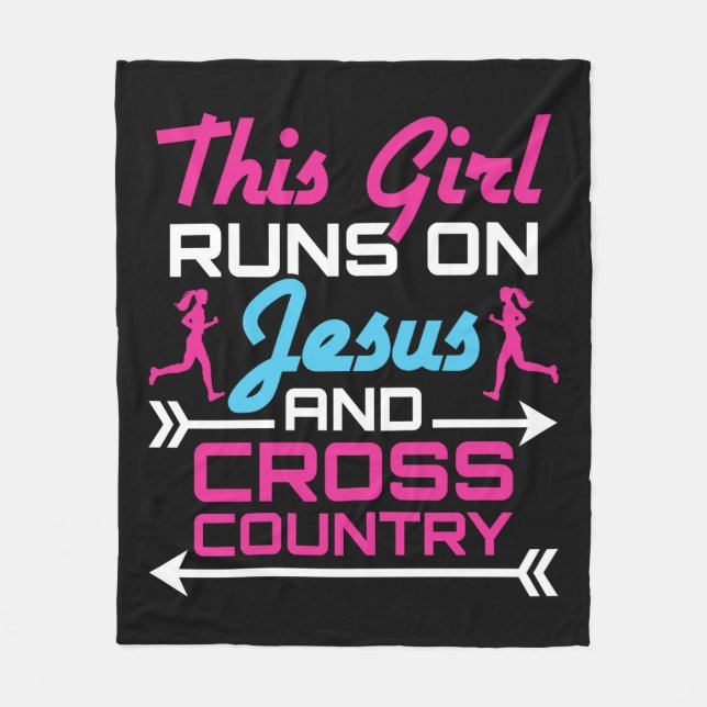 Den här tjejen Springa på Jesus och Cross country  Fleecefilt (Framsidan)