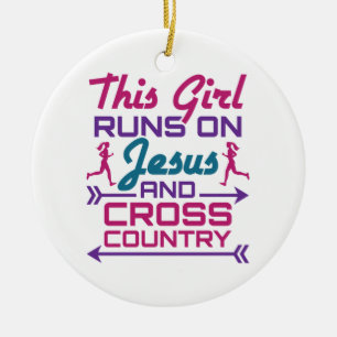 Den här tjejen Springa på Jesus och Cross country Julgransprydnad Keramik