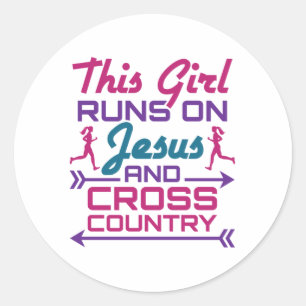 Den här tjejen Springa på Jesus och Cross country Runt Klistermärke