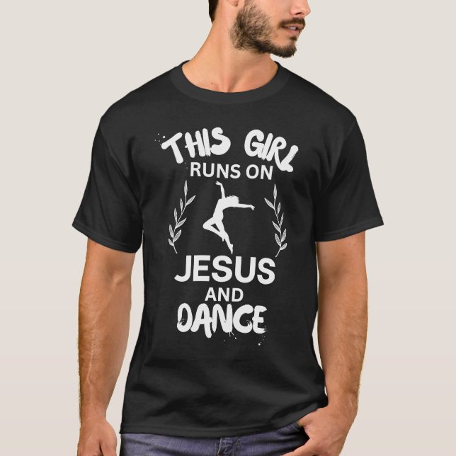 Den här tjejen Springa på Jesus och Dance Hoodie J T Shirt (Framsida)
