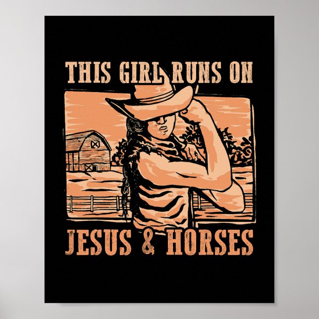 Den här tjejen Springa på Jesus och hästar Cowboy  Poster (Framsidan)