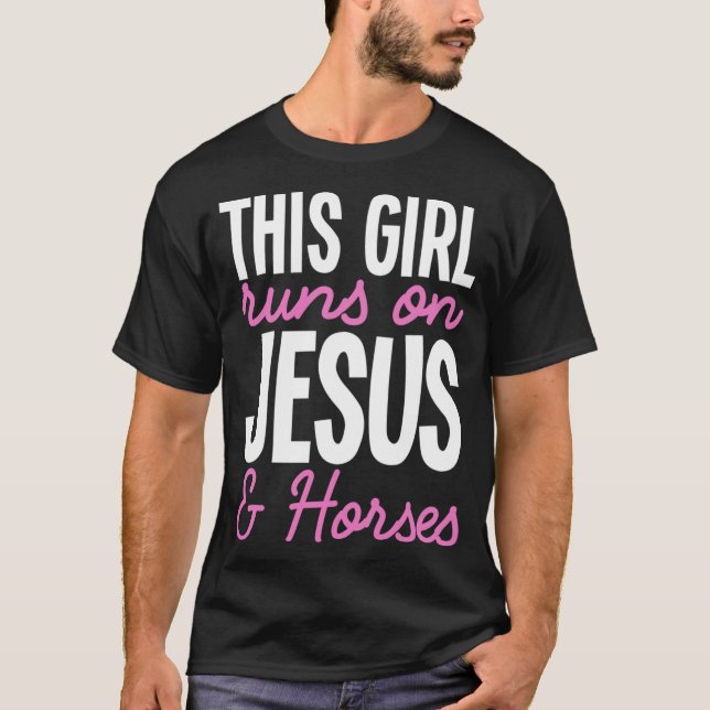 Den här tjejen Springa på Jesus och hästar Cute Ho T Shirt (Framsida)