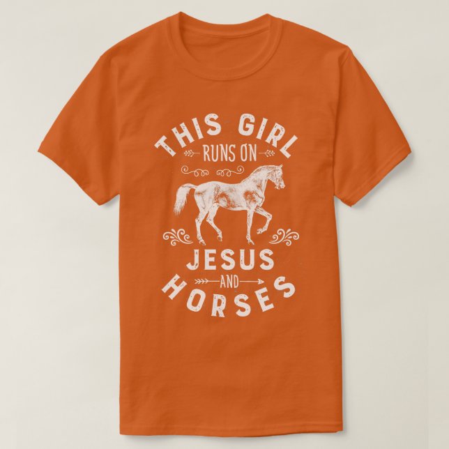 Den här tjejen Springa på Jesus och hästar Horse R T Shirt (Design framsida)