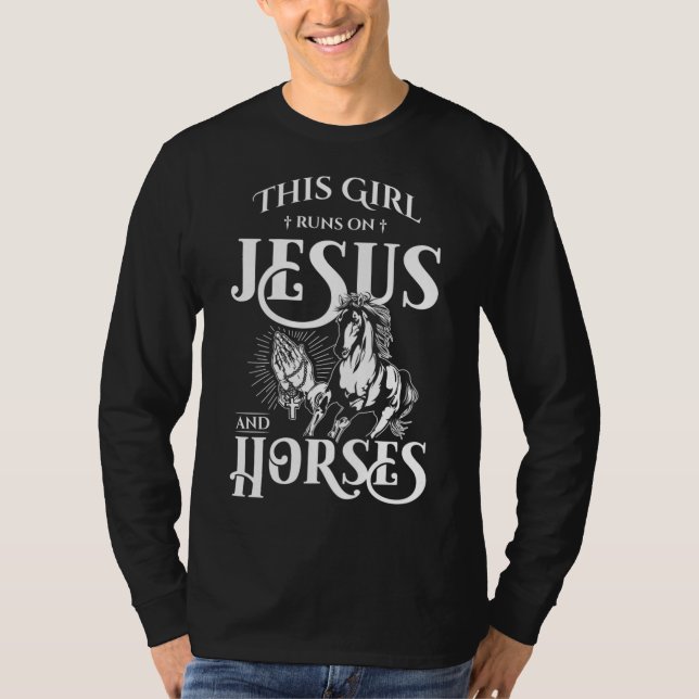 Den här tjejen Springa på Jesus och hästar - Horse T Shirt (Framsida)