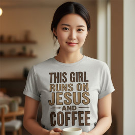 Den här tjejen Springa på Jesus och kaffe Christia T Shirt