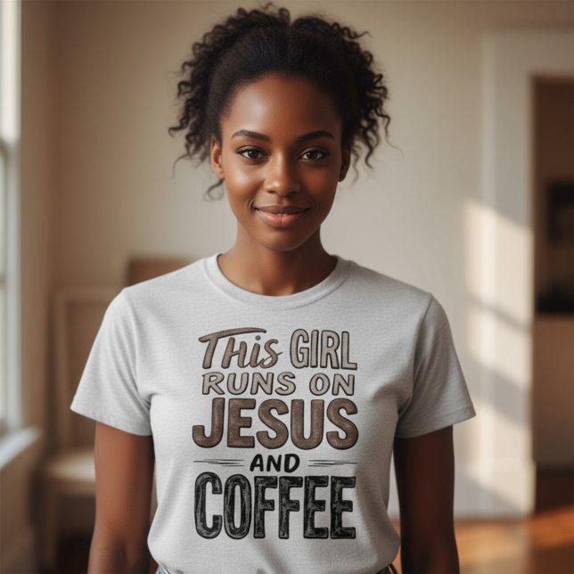 Den här tjejen Springa på Jesus och kaffe Christia T Shirt (Skapare uppladdad)