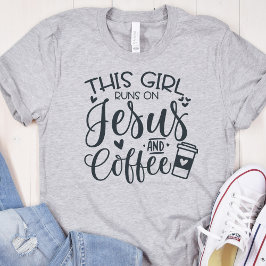 Den här tjejen Springa på Jesus och kaffe Christia T Shirt
