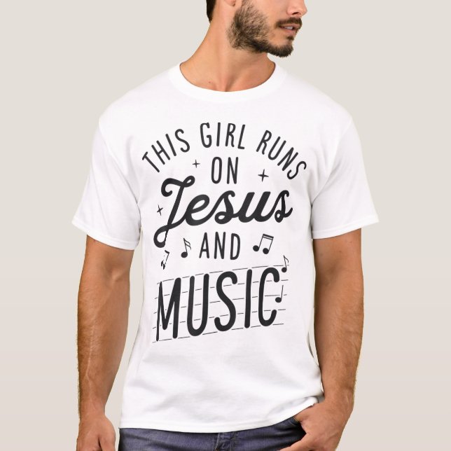 Den här tjejen Springa på Jesus och Music Älskare  T Shirt (Framsida)
