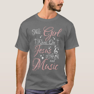 Den här tjejen springa på jesus och musikvänner t shirt