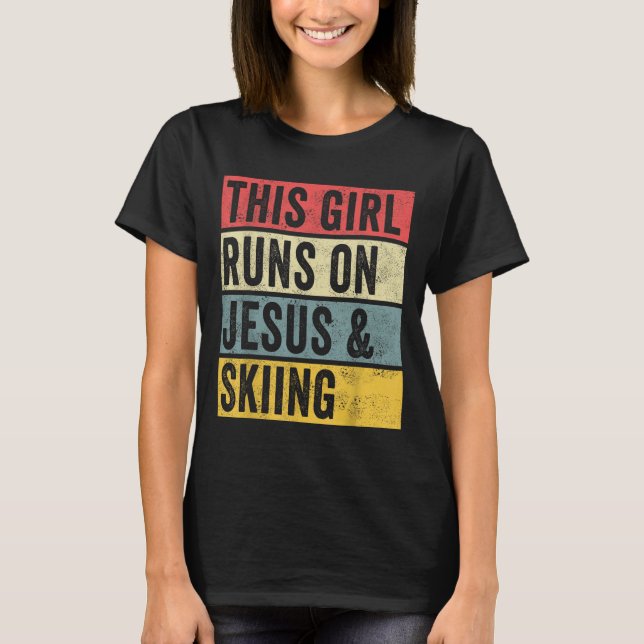 Den här tjejen Springa på Jesus och Skier Snö Jet T Shirt (Framsida)