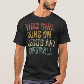 Den här tjejen Springa på Jesus och Softball Chris T Shirt