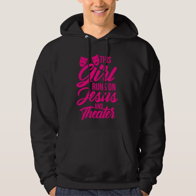 Den här tjejen Springa på Jesus och teaterkvinnor  Hoodie (Framsida)