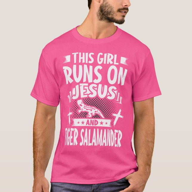Den här tjejen Springa på Jesus och Tiger Salamand T Shirt (Framsida)