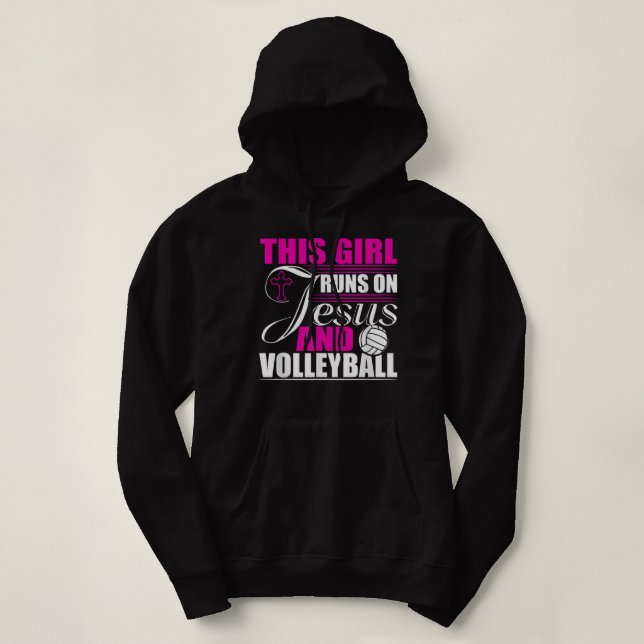 Den här tjejen Springa på Jesus och Volleyball Chr T Shirt (Design framsida)