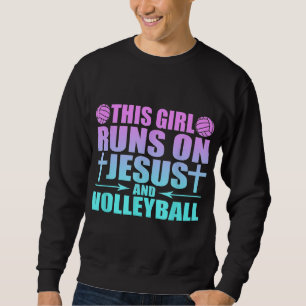 Den här tjejen Springa på Jesus och Volleyball Nov Lång Ärmad Tröja