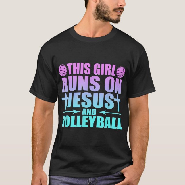 Den här tjejen Springa på Jesus och Volleyball Nov T Shirt (Framsida)