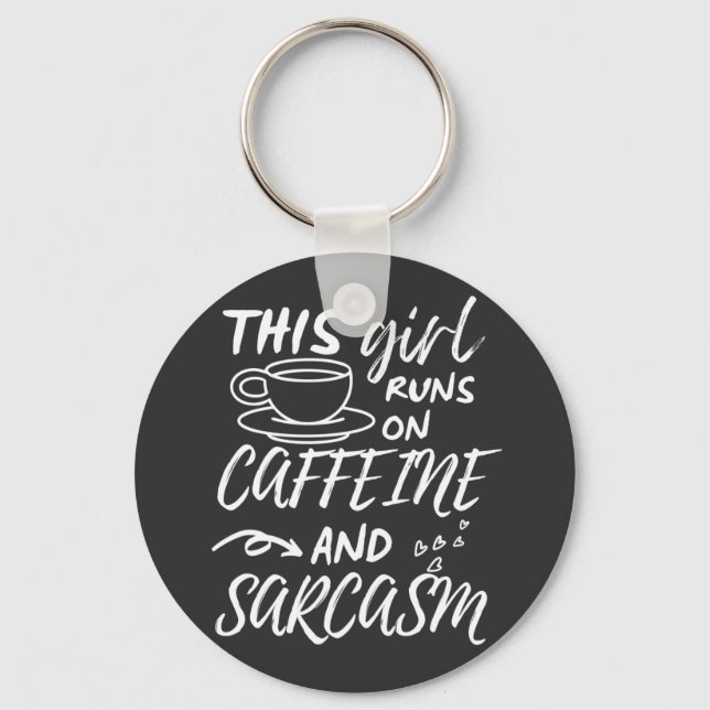 Den här tjejen Springa på koffein och Sarcasm Nyckelring (Framsida)