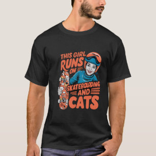 Den här tjejen Springa på Skateboarder och kattska T Shirt