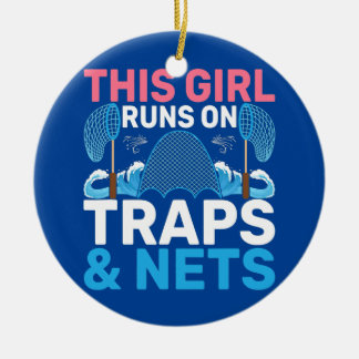 Den här tjejen Springa på Traps Nets Marine Biolog Julgransprydnad Keramik