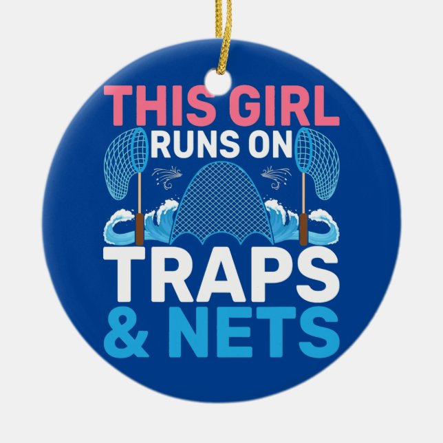 Den här tjejen Springa på Traps Nets Marine Biolog Julgransprydnad Keramik (Framsidan)